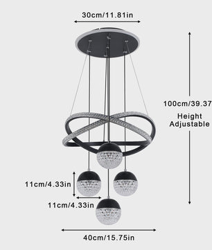 Moderne LED Plafondlamp Goud - Drie Kleuren Licht - Verstelbare Hanglamp voor Woonkamer & Eetkamer
