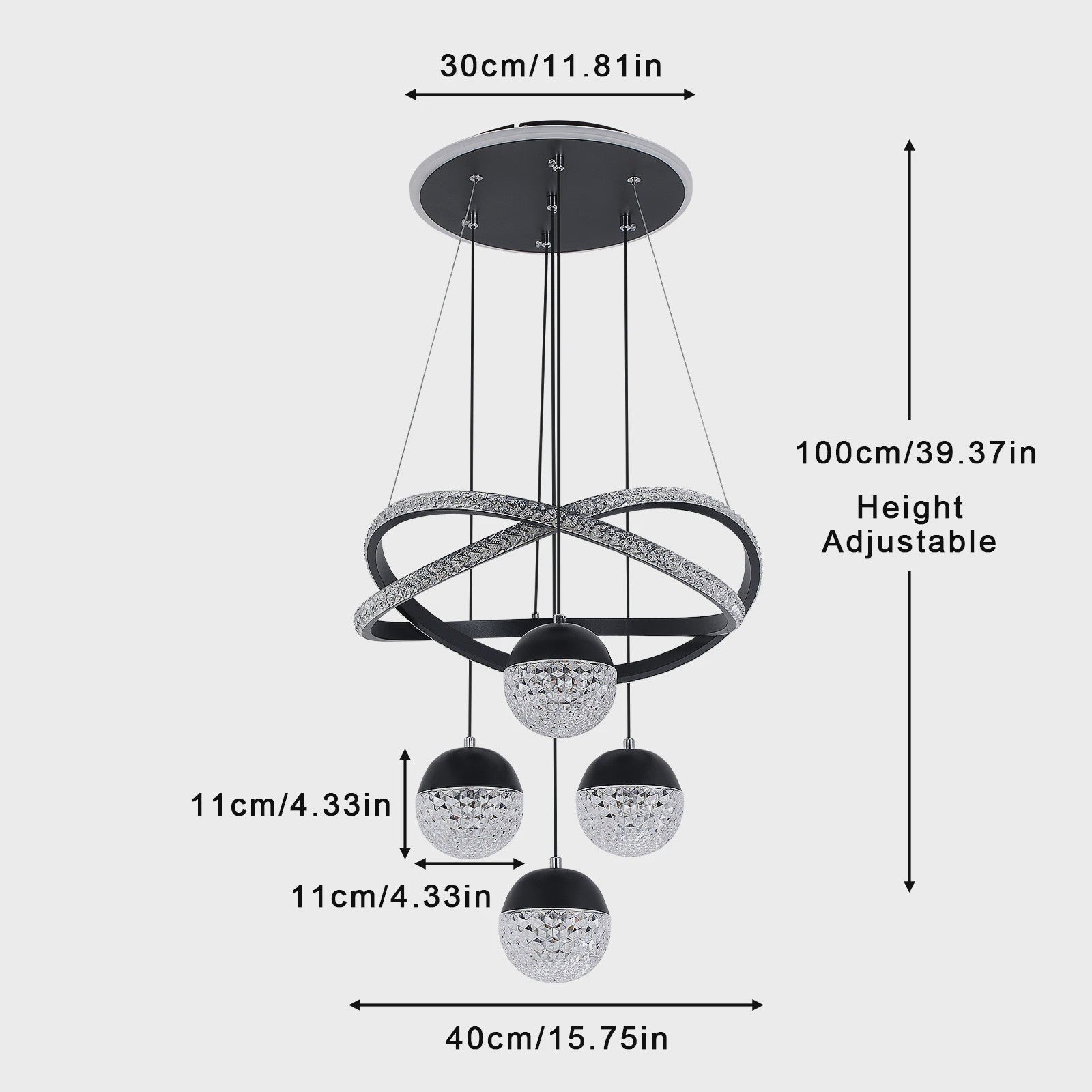 Moderne LED Plafondlamp Goud - Drie Kleuren Licht - Verstelbare Hanglamp voor Woonkamer & Eetkamer