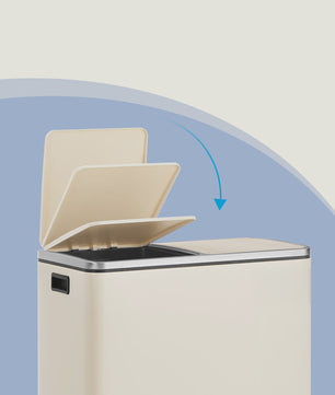 Songmics Dubbele Pedaalemmer 2x30L - Metalen Afvalbak met 2 Compartimenten