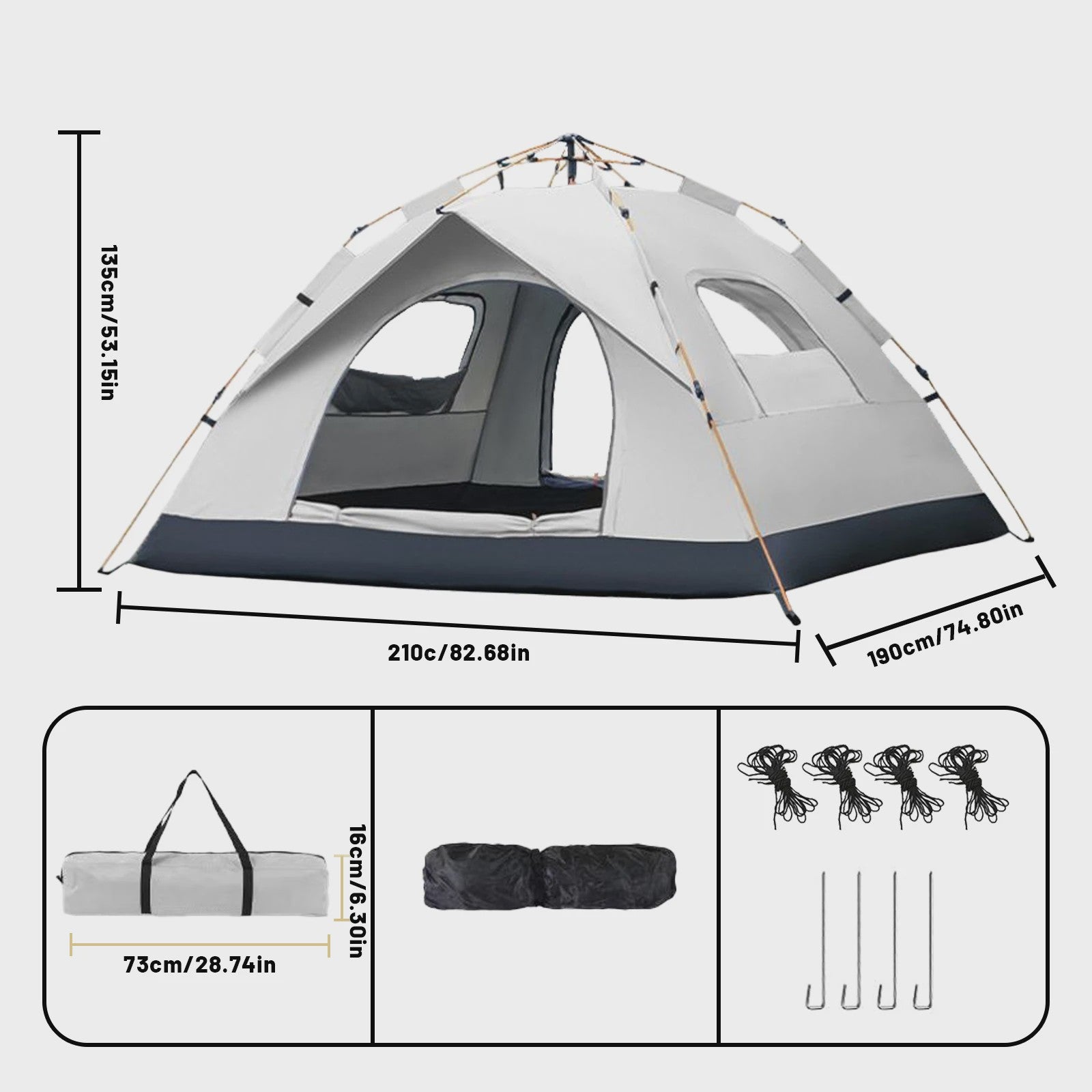 Automatische Pop-Up Tent - Snel Opzetten, Regen- en Zonbestendig voor Kamperen & Reizen