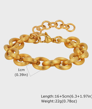 Gouden Roestvrij Staal Chunky Schakelarmband voor Dames - Waterdicht & Verstelbaar
