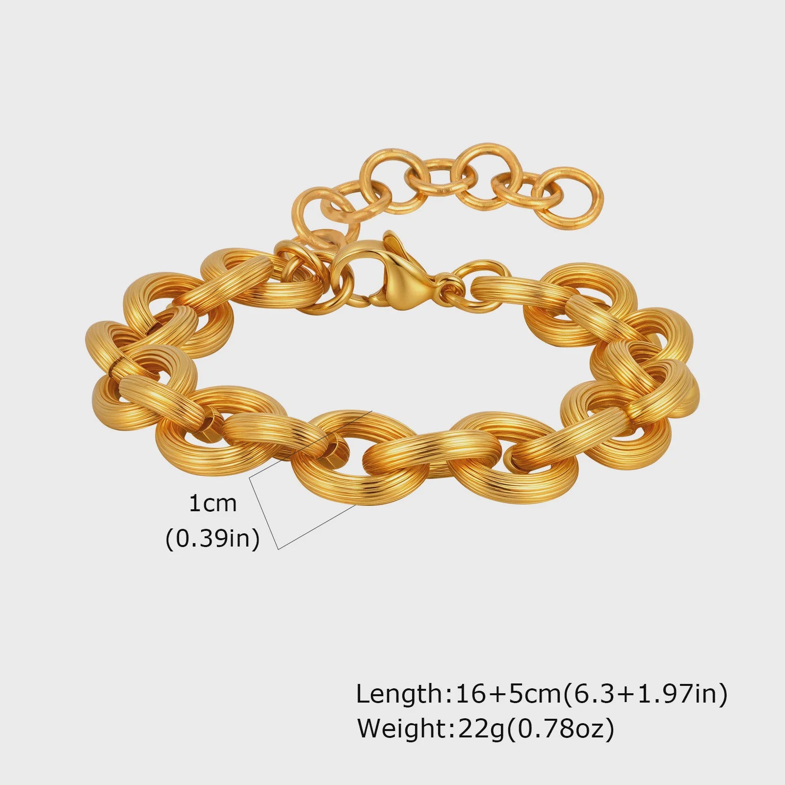 Gouden Roestvrij Staal Chunky Schakelarmband voor Dames - Waterdicht & Verstelbaar