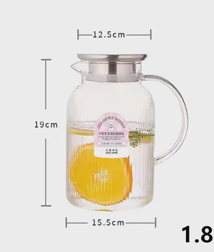 HeY LiLac Glazen Waterkan 1.8L met Deksel - Stijlvol en Praktisch