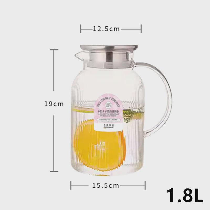 HeY LiLac Glazen Waterkan 1.8L met Deksel - Stijlvol en Praktisch