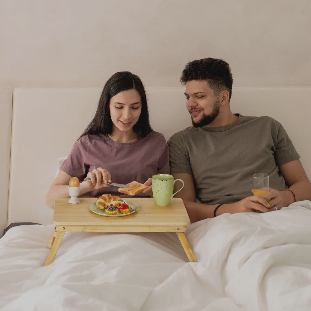 Houten Laptoptafel voor Bed & Bank - Opvouwbaar, Verstelbaar, met Lade