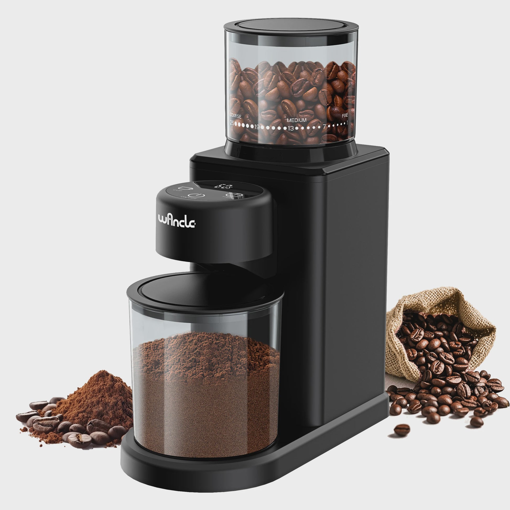 Elektrische Koffiemolen met Conische Braam, 25 Maalgraad Instellingen & Touchscreen