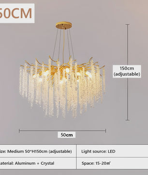 Luxe Kristallen Kroonluchter met LED - Goudkleurig - Verstelbaar - Perfect voor Woon- en Slaapkamer