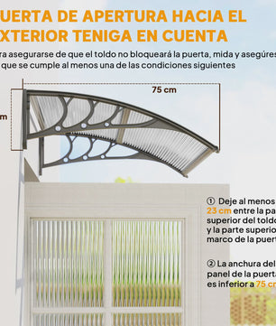 Outsunny Transparante Polycarbonaat Deur- en Raamoverkapping 100x75x23 cm