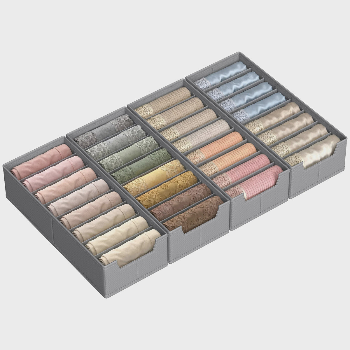 Songmics 4-delige Opvouwbare Lade-Organizers Set - Ideaal voor Kleding en Accessoires