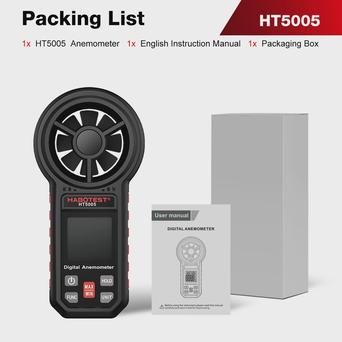 Digitale Anemometer HT5005 - Nauwkeurige Windmeter & Temperatuurmeter