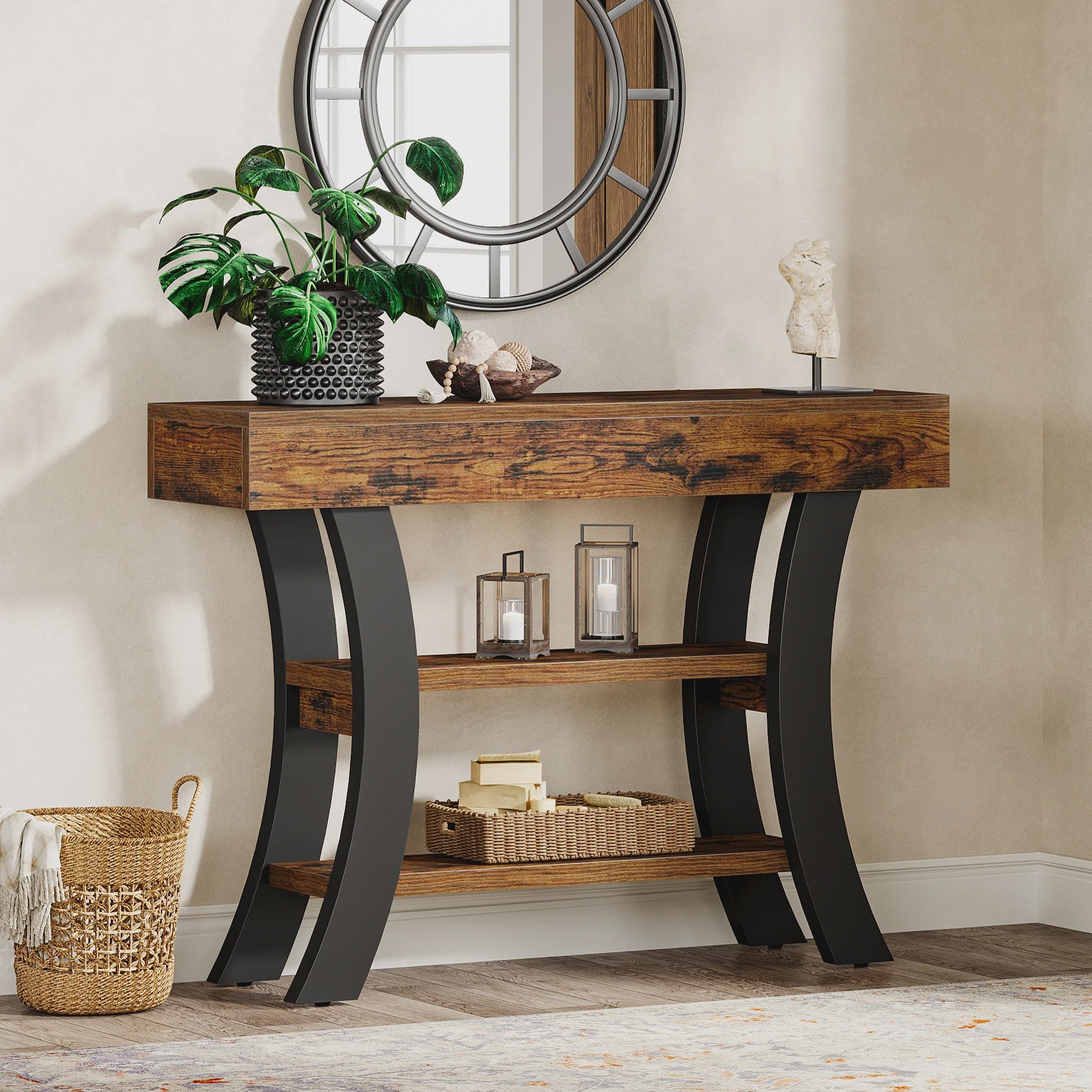Rustieke Console Tafel met 3 Niveaus - Entree, Hal of Woonkamer