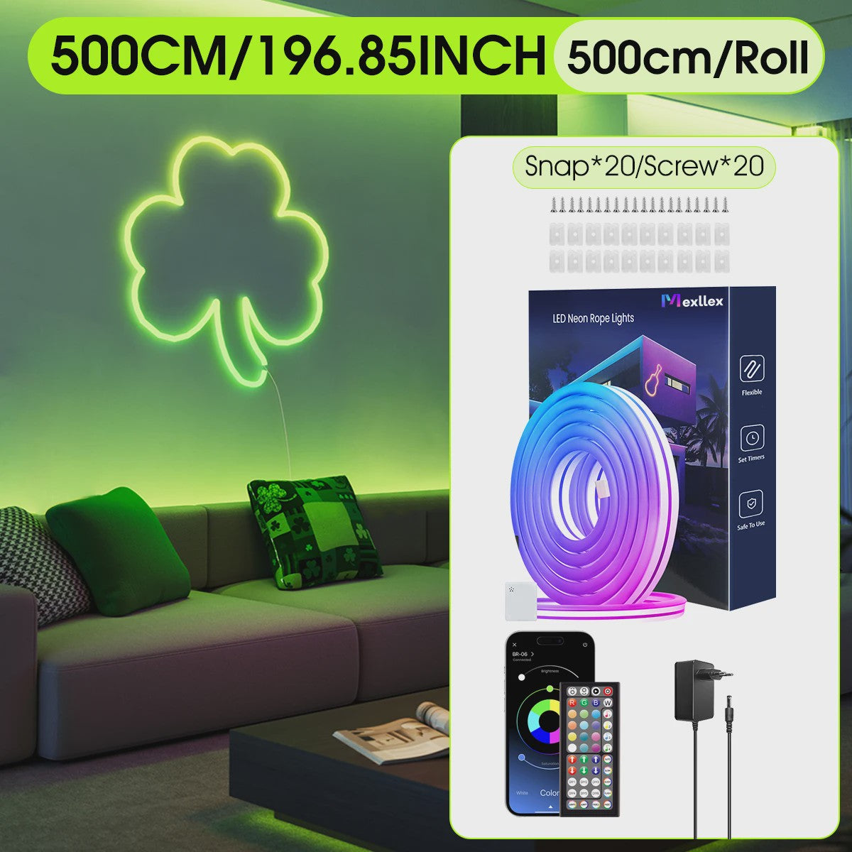 Flexibele RGB LED Neon Touwverlichting 30M/20M - App/Remote Bediening, Muziek Sync, IP65 Outdoor
