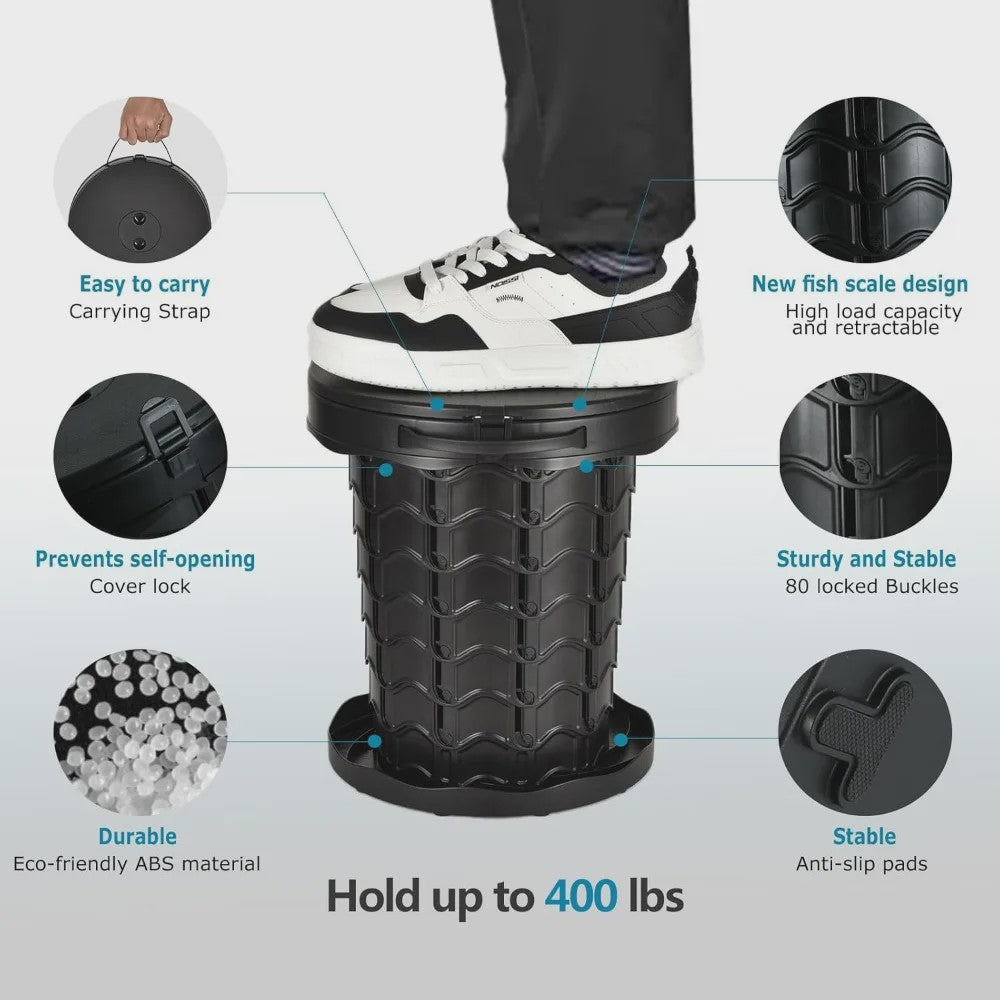 Draagbaar Toilet met Deksel - 180kg Draagvermogen | Ideaal voor Camping, Vissen, Reizen & Noodgevallen
