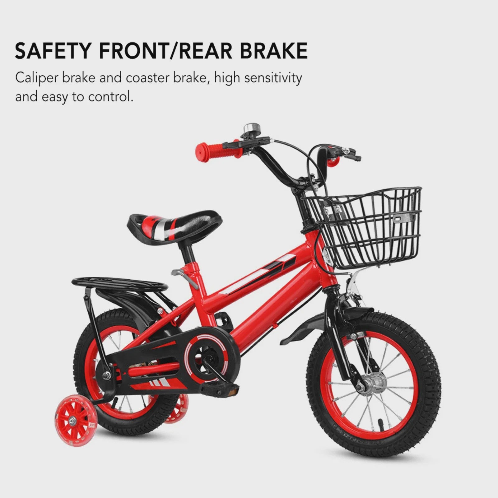 Kinderfiets 14/16 inch met Mandje - Verstelbare Hoogte - Voor Jongens en Meisjes (2-7 jaar)