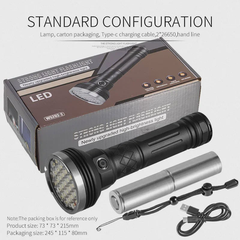 Krachtige Oplaadbare LED Zaklamp 9000LM - Super Helder, Lange Afstand, Tactisch & Camping