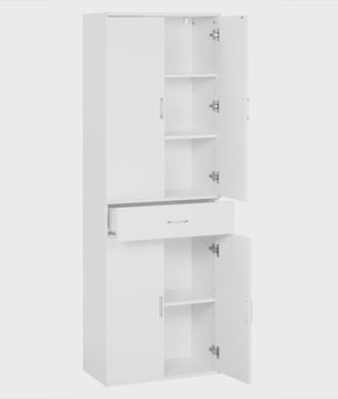 Hoge Archiefkast met Deuren en Lade - 60x180x34cm - Kantoor & Keuken Opbergmeubel