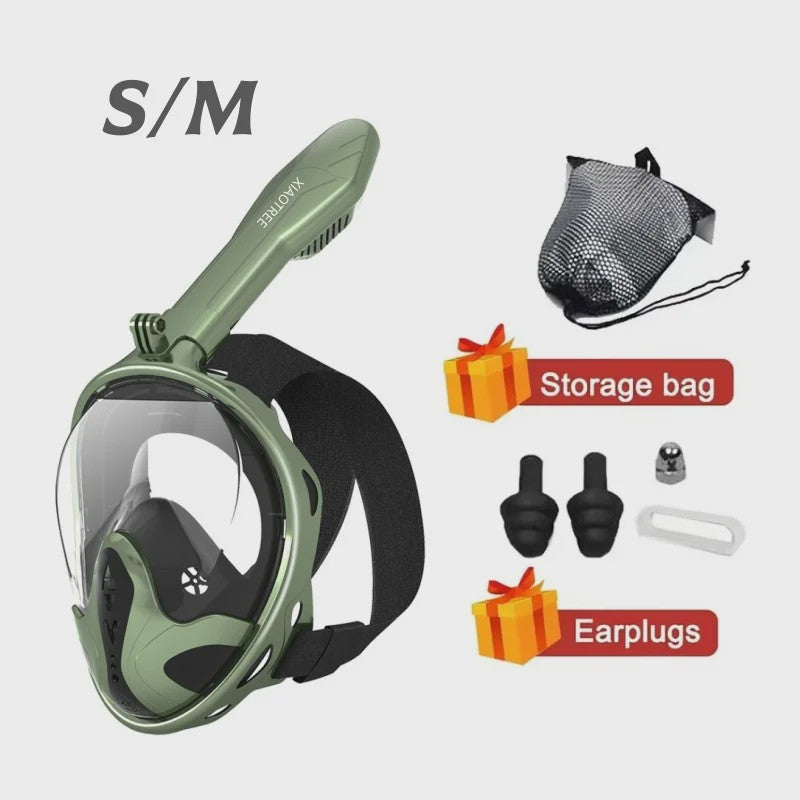 Volledig Gelaat Snorkelmasker met 180° Panoramisch Zicht & Anti-Fog