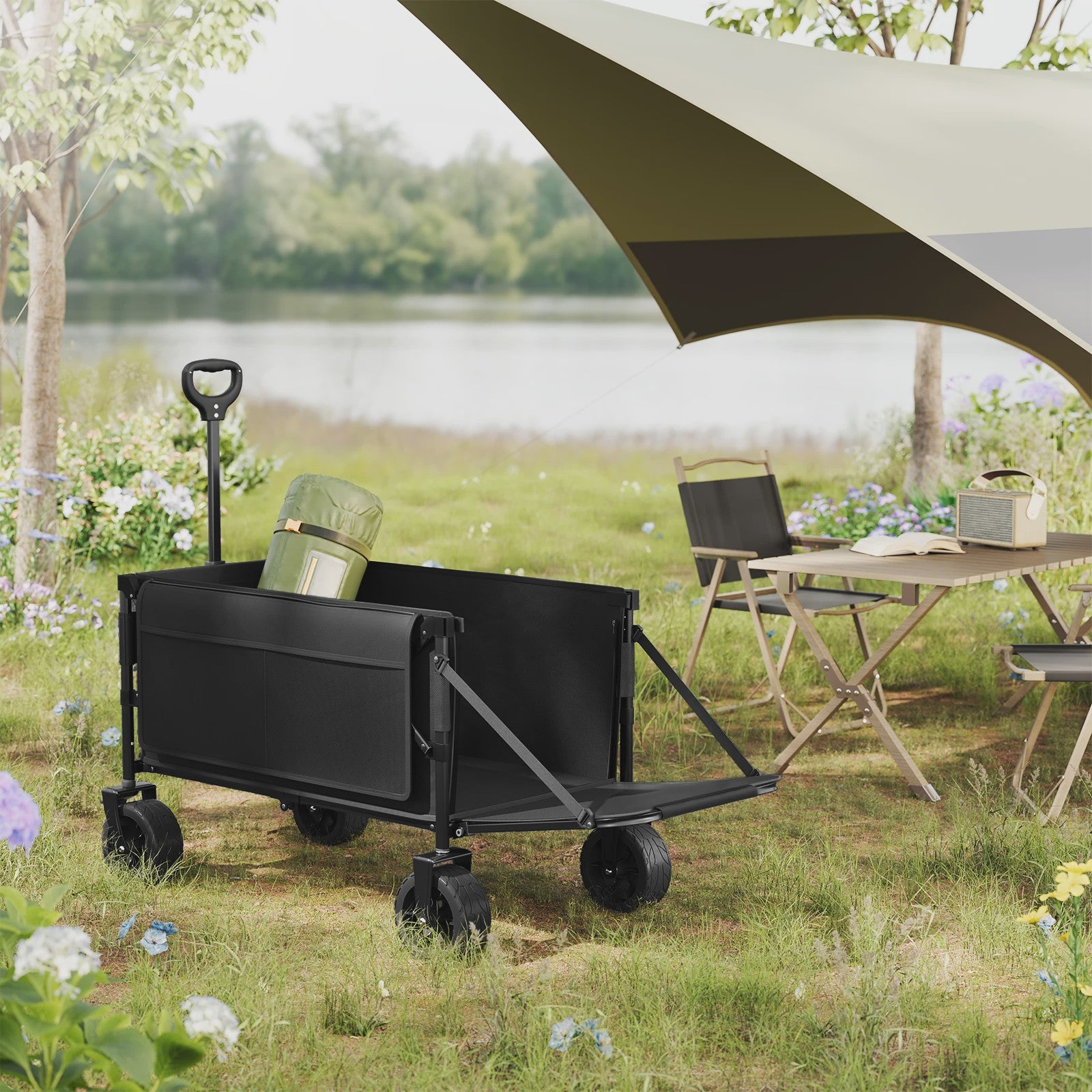WOLTU Grote Tuinwagen 200L - Opvouwbare Handkar voor Camping, Tuin & Strand