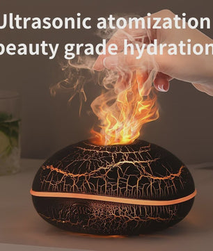 Vlam Luchtbevochtiger met Aroma Diffuser en Kleurrijk Nachtlampje