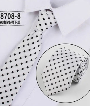 Skinny Polka Dot Stropdas voor Heren - 8cm Slim Polyester Jacquard