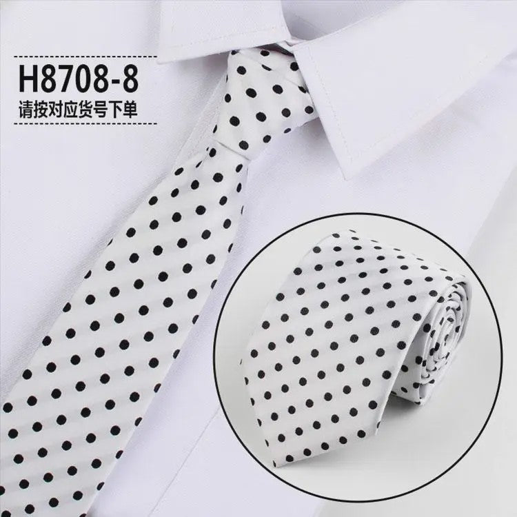 Skinny Polka Dot Stropdas voor Heren - 8cm Slim Polyester Jacquard