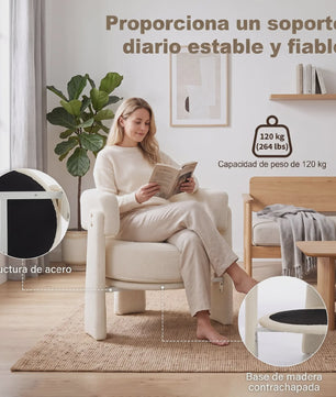Crème Witte Fauteuil met Schapenvacht en Lendenkussen - Stijlvol Comfort