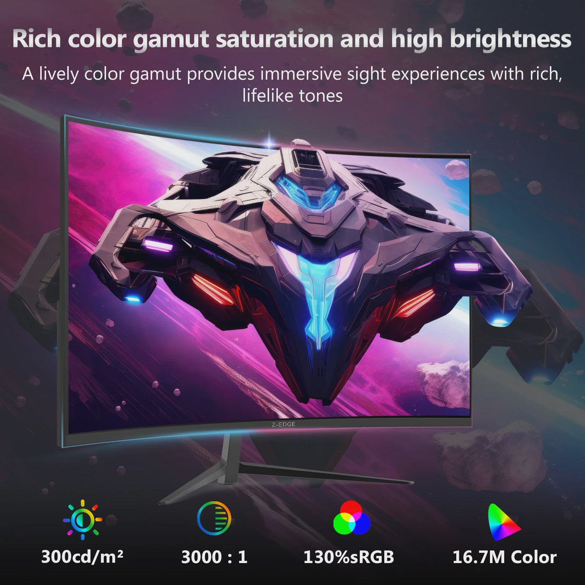 Z-EDGE 24" Curved Gaming Monitor | 200Hz, 1ms MPRT, Full HD 1080p, FreeSync, HDR