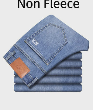 Herens Jeans: Losse Straight Leg Pasvorm met Retro Washed Look - Elastisch & Warm voor Elk Seizoen