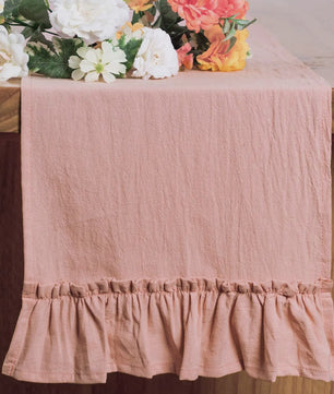 Oranje Katoenen Tafel Runner met Ruches - Feestelijke Decoratie voor Elke Gelegenheid