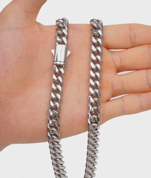 Zilverkleurige Roestvrij Staal Cubaanse Miami Link Ketting (6mm-14mm)