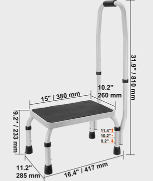 Opvouwbare 2-treden trapkruk met anti-slip pedalen en hoge draagkracht (150 kg)
