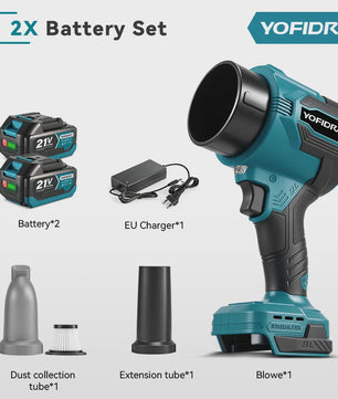YOFIDRA Krachtige Bladblazer & Zuiger 3500W - 350.000 RPM Borstelloze Motor - Voor Makita Accu
