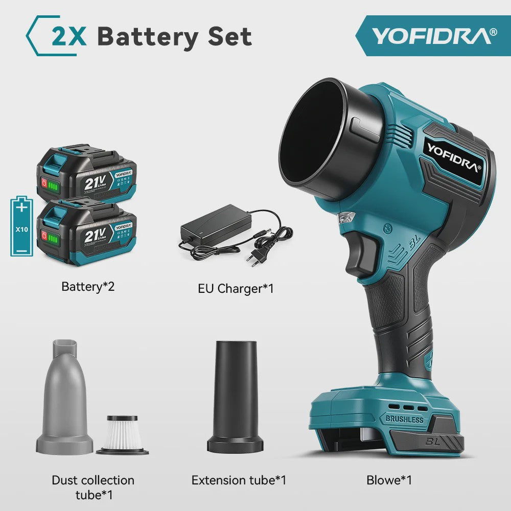 YOFIDRA Krachtige Bladblazer & Zuiger 3500W - 350.000 RPM Borstelloze Motor - Voor Makita Accu