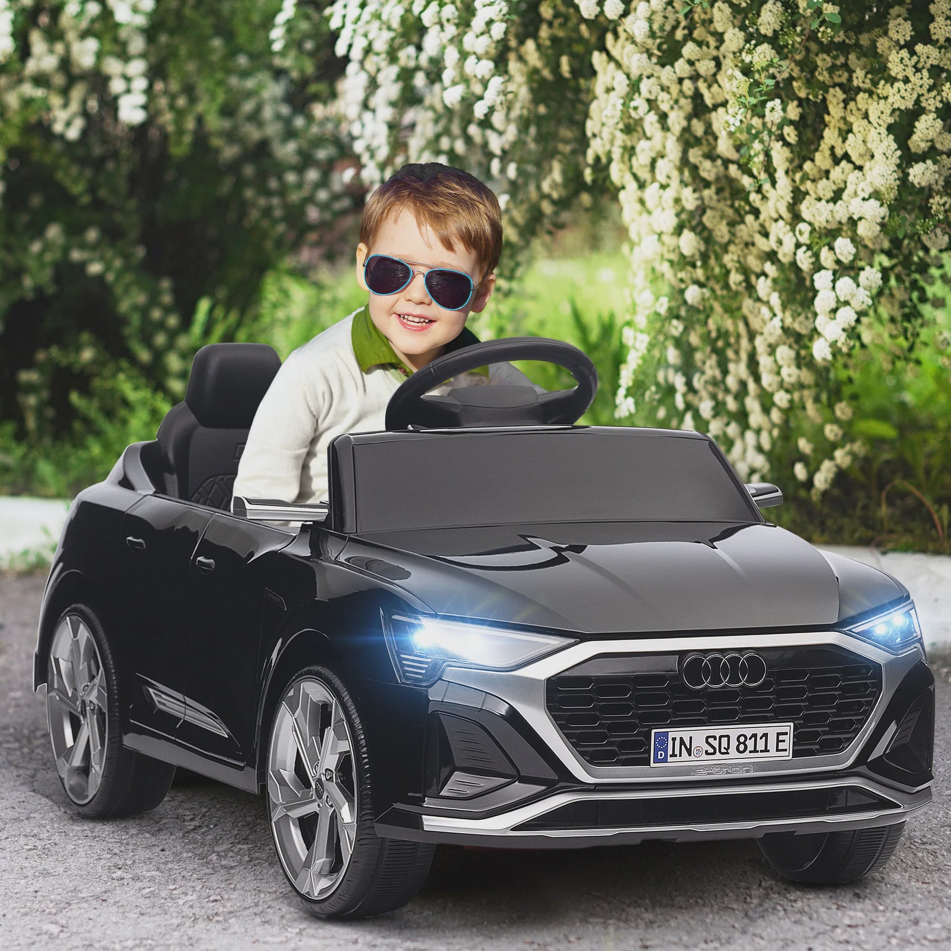 Elektrische Kinderauto Audi Q8 E-tron Sportback - Licentie, Afstandsbediening, Licht & Geluid - Grijs