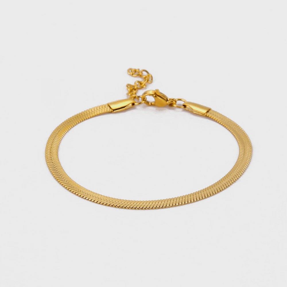 Minimalistische Slangenketting Anklet - Roestvrij Staal Goudkleurig