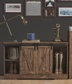 Rustiek Houten Sideboard met Schuifdeuren - Landelijke TV-meubel en Opbergkast