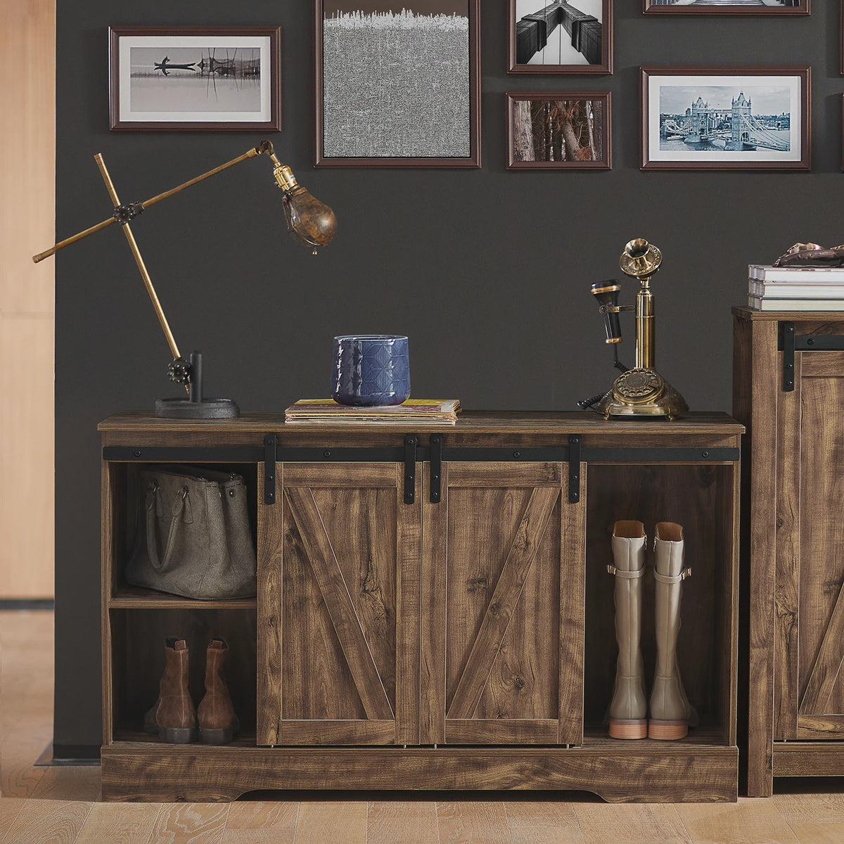 Rustiek Houten Sideboard met Schuifdeuren - Landelijke TV-meubel en Opbergkast