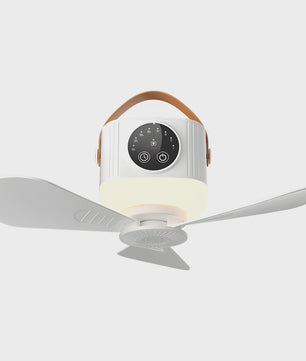 Oplaadbare Hangende Ventilator met 3600mAh Batterij, 4 Snelheden & 3 Lichtstanden - Draagbaar voor Camping & Reizen