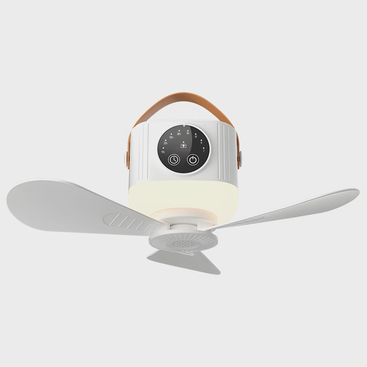 Oplaadbare Hangende Ventilator met 3600mAh Batterij, 4 Snelheden & 3 Lichtstanden - Draagbaar voor Camping & Reizen