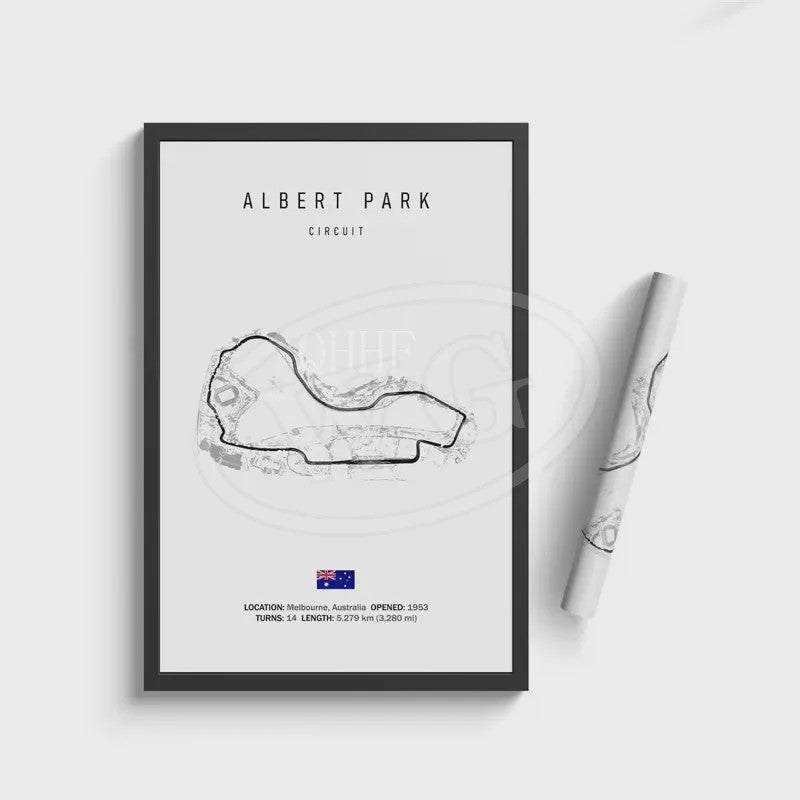 Vintage F1 Circuit Poster: Zwart-Wit Formule 1 Kunst voor de Raceliefhebber