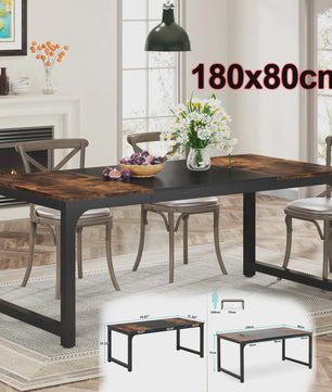 Industriële Eettafel 6-8 Personen - 160x80 cm - Rustiek Hout & Metaal