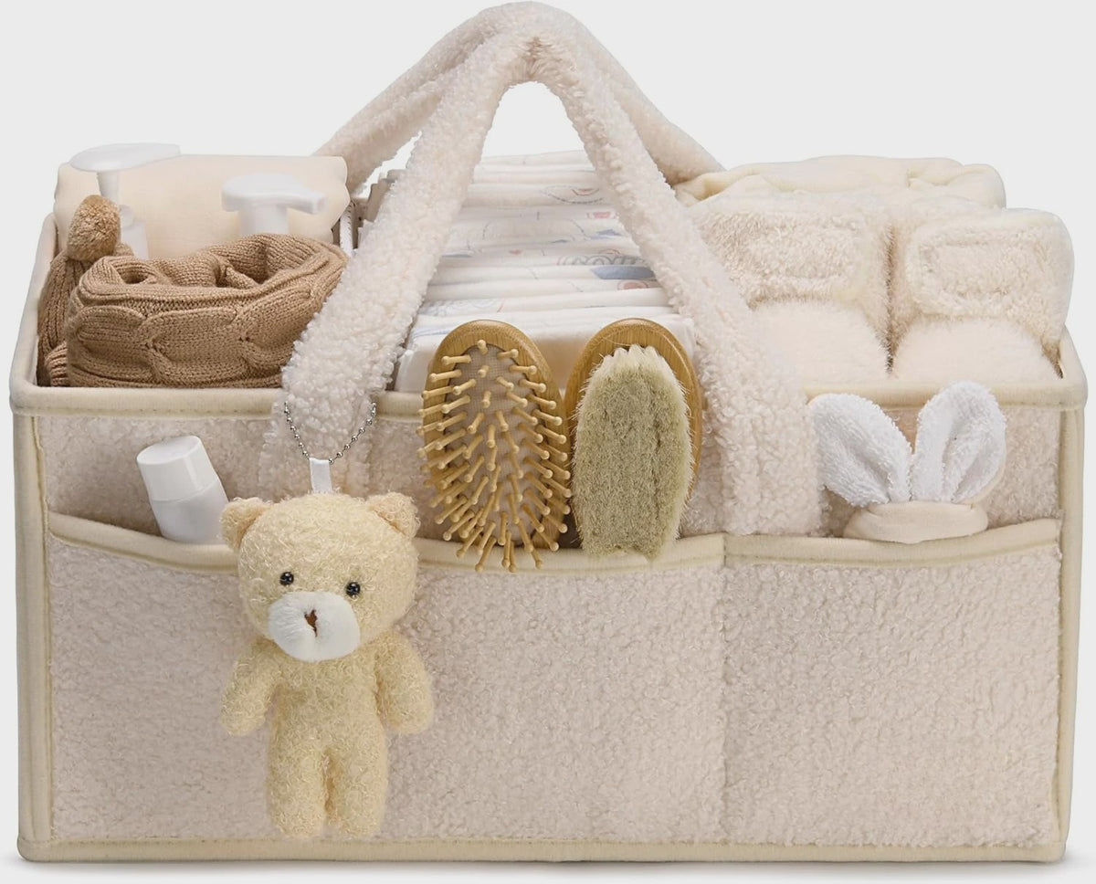 Luxe Baby Luiertas Organizer met Knuffelbeer - Opbergmand voor Commode & Luiers