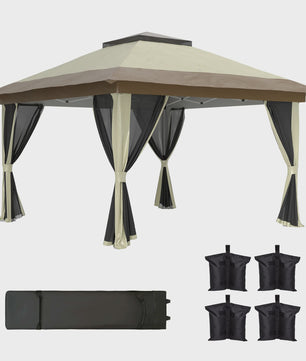Outsunny Partytent 3.6x3.6m met 4 UV-beschermende Mesh Zijwanden
