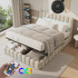 Luxe Gestoffeerd Dubbel Bed met LED Verlichting en USB Poort - Zonder Matras