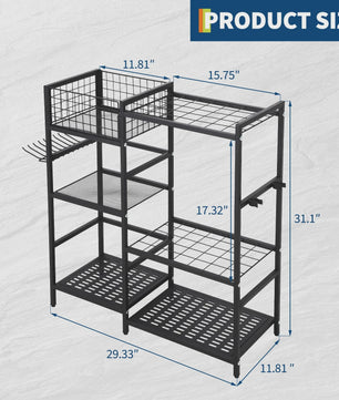 Gereedschap Organizer Tuin - 3 Laags Opbergrek met Mand voor Garage & Tuin