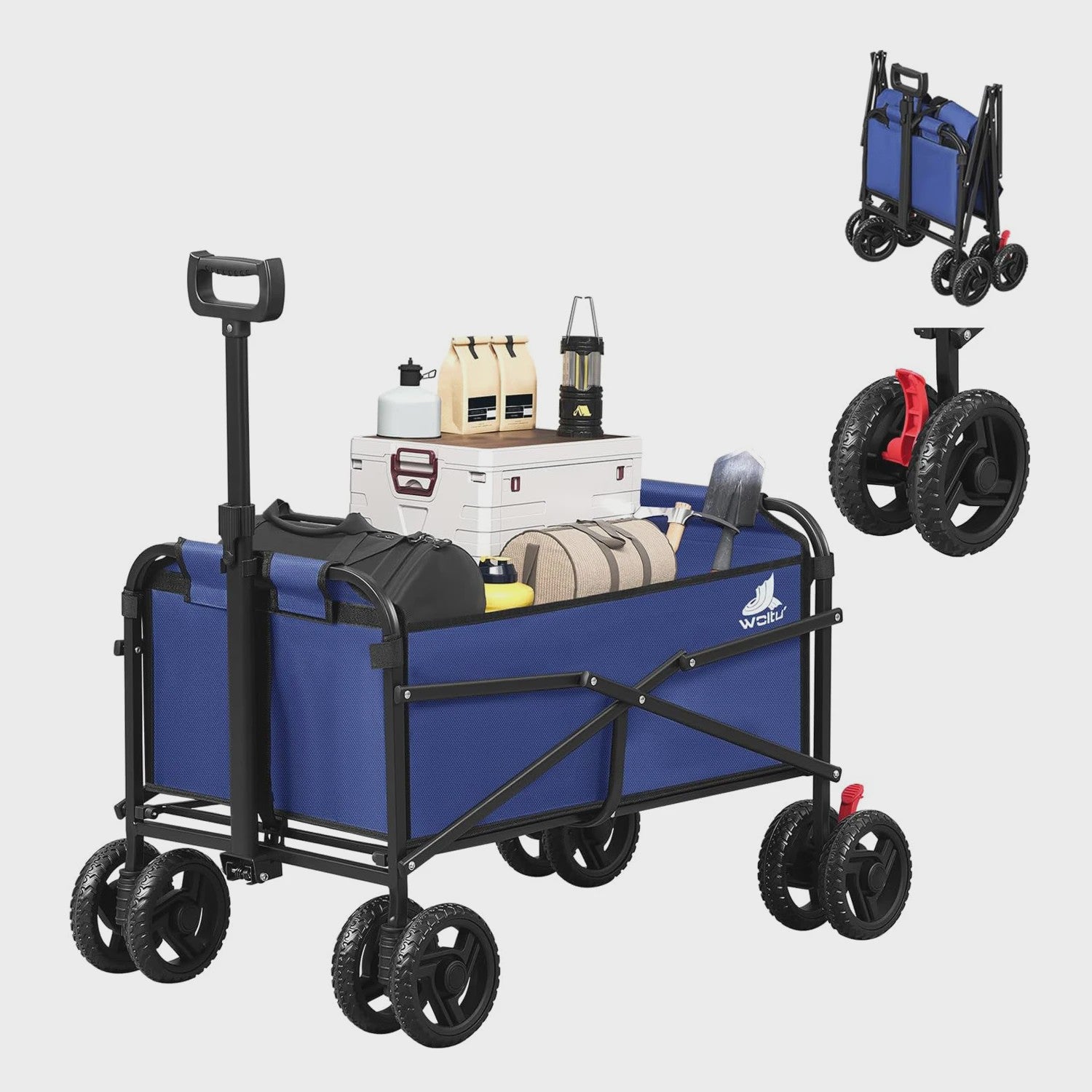 WOLTU Transportkar met Remmen - Opvouwbare Steekwagen voor Tuin, Camping & Strand