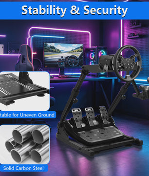 Opvouwbare Racing Wheel Stand van Carbon Staal met Shifter Mount - Compatibel met Logitech & Thrustmaster