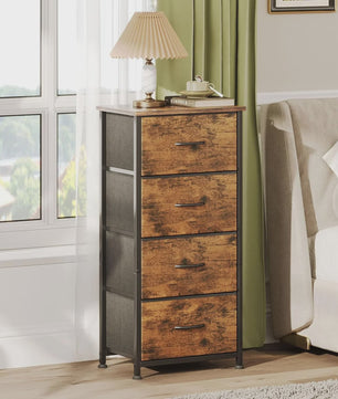 Compacte Ladekast met 4 Lades - Stoffen Opbergunit met MDF Frame voor Slaapkamer en Woonkamer
