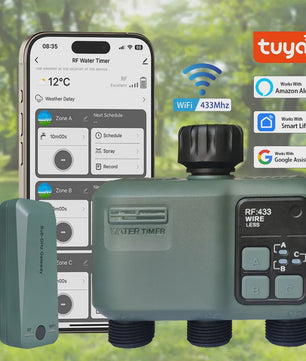 Slimme Tuin Water Timer met Wifi & RF433 - 3 Uitgangen, Automatische Besproeiing, Regenvertraging