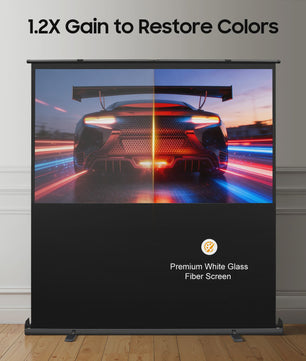80 Inch Draagbaar Projectiescherm met Verhoogbaar Frame - 16:9, 4K/8K Ultra HD, 160° Kijkhoek, HDR/3D